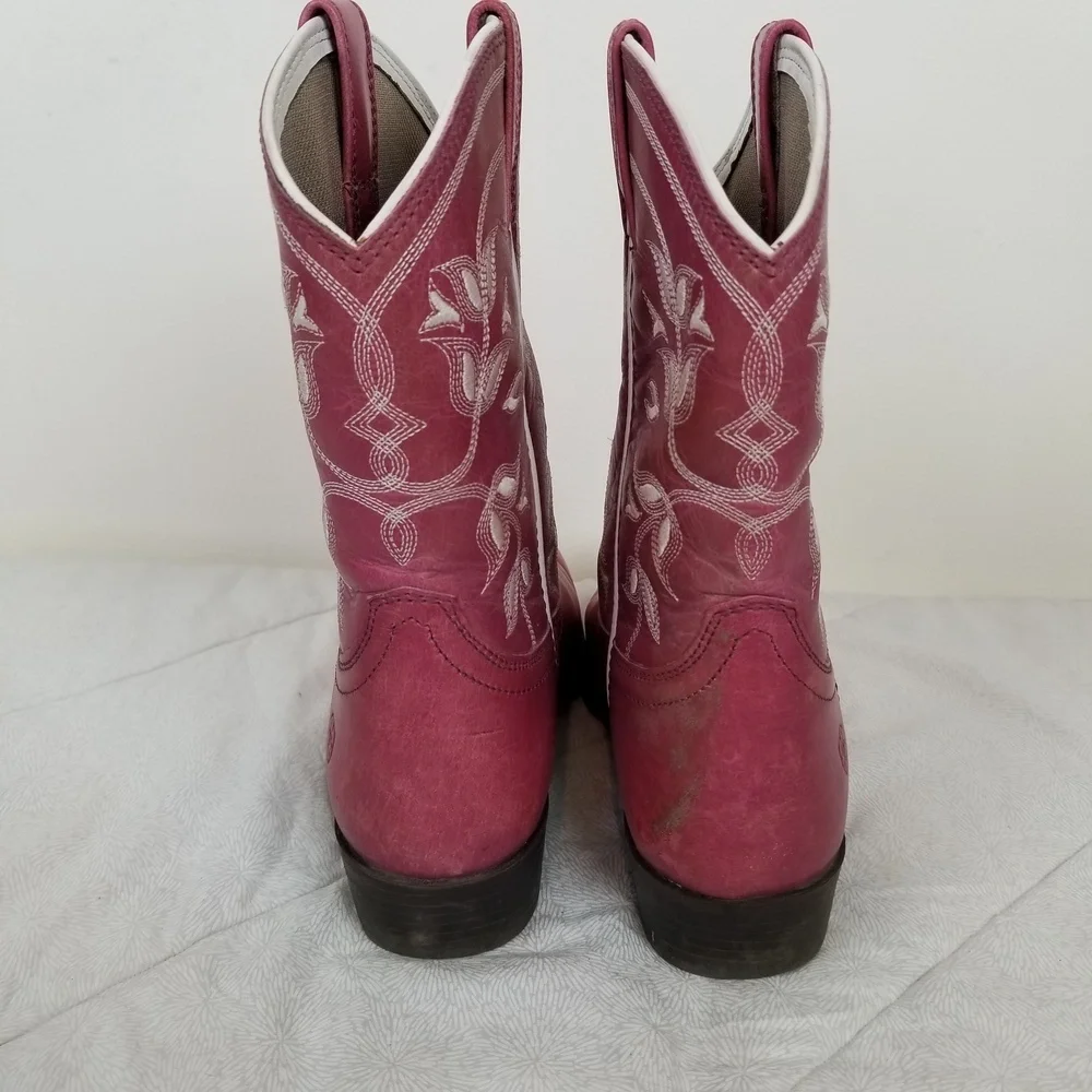 Ariat pink women's leather cowboy booties white trim western coastal cowgirl 4 - Picture 5 of 12